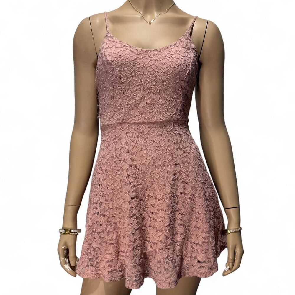 Forever 21 Pink Floral Lace Babydoll Mini Dress Women’s Small Coquette